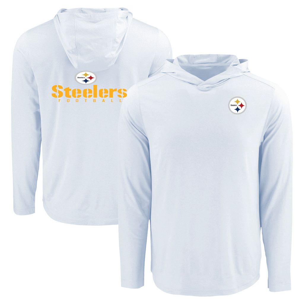 Men 2026 NFL Pittsburgh Steelers Hooded long sleeved T-shirt white 05->nfl t-shirts->Sports Accessory